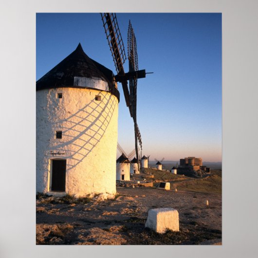 Consuegra, La Mancha，スペイン，風車 ポスター (正面)