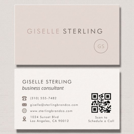 Consultant Blush Pink Beige QR Code Luxury  名刺