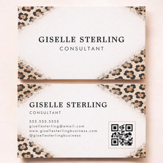 Consultant Cheetah Leopard Print QR Code 名刺