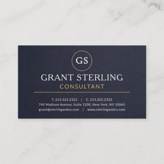 Consultant Navy Blue Gold Luxury Slate Stone 名刺 (正面)