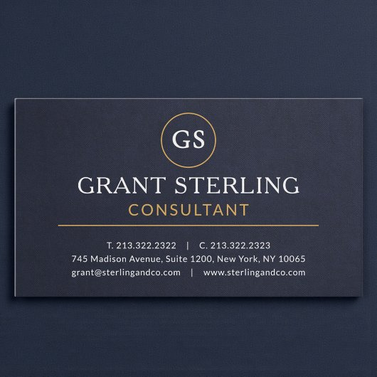 Consultant Navy Blue Gold Luxury Slate Stone 名刺