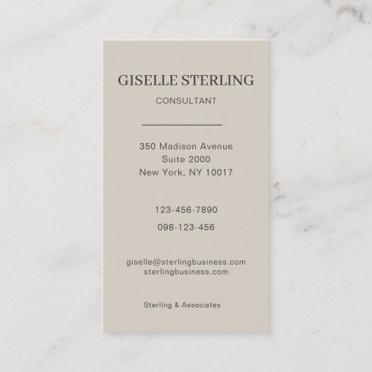 Consultant Photo Taupe Beige Professional 名刺 (裏面)