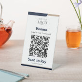 Contactless Checkout QR Code Scan to Pay Navy Gold 台座サイン (インサイチュ)