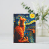 Contemplative Ginger Cat | Starry Night Sky シーズンポストカード (スタンド正面)
