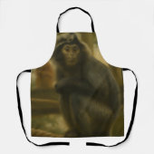 Contemplative Monkey – Serene Wildlife Art エプロン (正面)