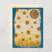 Contemporâneo Dourado Ilustrado Flor Lua Colagem ポストカード (正面/裏面)