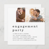 Contemporary 2 Photo Grid Engagement Party Square 招待状 (正面/裏面)