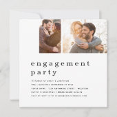 Contemporary 2 Photo Grid Engagement Party Square 招待状 (正面)