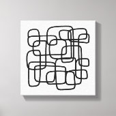 Contemporary Abstract Line Art Black And White キャンバスプリント (正面)