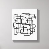 Contemporary Abstract Line Art Black And White キャンバスプリント (正面)