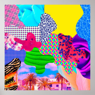 Contemporary art collage. Mix stylish texturesart, ポスター