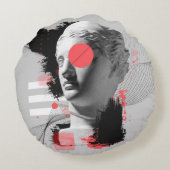 Contemporary art collage with antique statue head  ラウンドクッション (裏面)