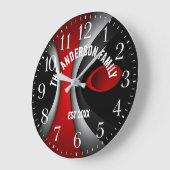  Contemporary art Modern abstract red white black ラージ壁時計 (傾斜)