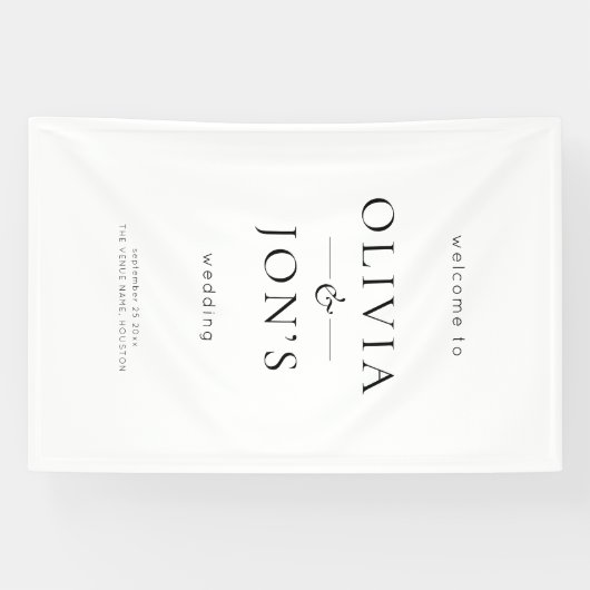 Contemporary Black and White Wedding Welcome 横断幕 (横)