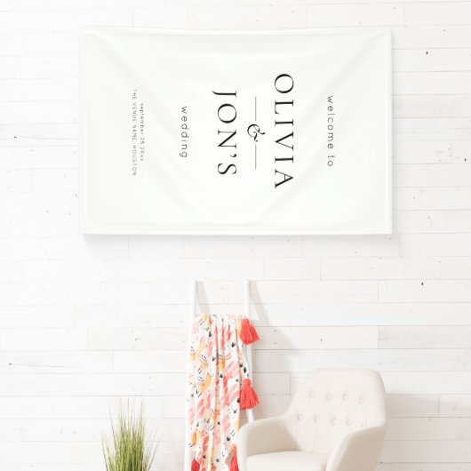 Contemporary Black and White Wedding Welcome 横断幕 (インサイチュ)