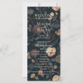 Contemporary Black Floral Wedding Ceremony Program (正面)