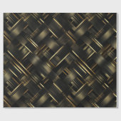 Contemporary Black Gold Geometric Abstract Pattern ラッピングペーパー (フラット)