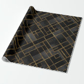Contemporary Black Gold Geometric Abstract Pattern ラッピングペーパー (アンロールド)