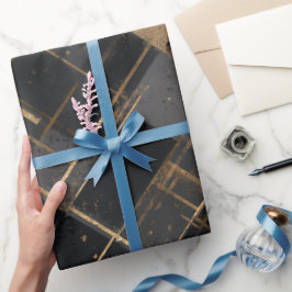 Contemporary Black Gold Geometric Abstract Pattern ラッピングペーパー