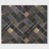 Contemporary Black Gold Geometric Abstract Pattern ラッピングペーパー (フラット)