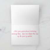 Contemporary Black Happy Holidays Floral Candle シーズンカード (内部)