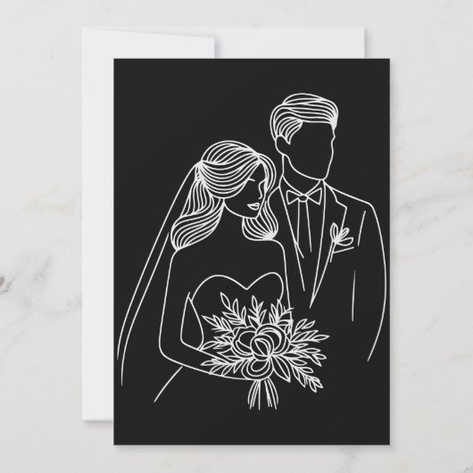 Contemporary Black White Overlay Wedding Image 202 招待状 (裏面)