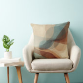 Contemporary Blue Rusty Brown Beige Abstract Print クッション (椅子)