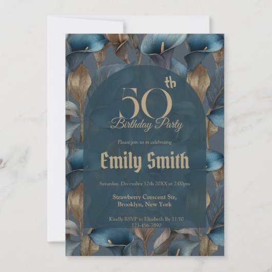 Contemporary Call Lilies Aesthetic Custom Birthday 招待状 (正面)