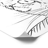 Contemporary Cat's Meow Black Line Drawn ポスター (角)