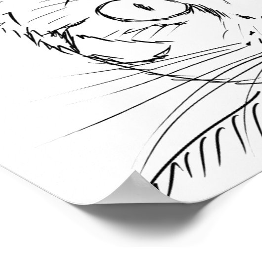 Contemporary Cat's Meow Black Line Drawn ポスター (角)