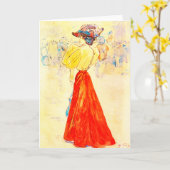 CONTEMPORARY CHIC WITH A RED SKIRT BY HENRY SOMM カード (黄色い花)