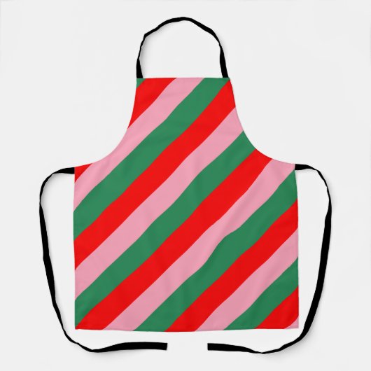 Contemporary Christmas Candy Stripes エプロン (正面)