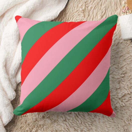 Contemporary Christmas Candy Stripes  クッション (ブランケット)