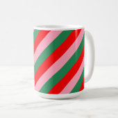 Contemporary Christmas Candy Stripes  コーヒーマグカップ (正面右)
