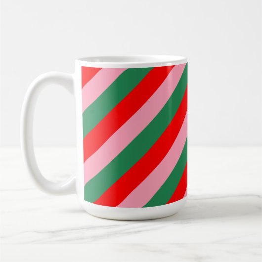 Contemporary Christmas Candy Stripes  コーヒーマグカップ (左)