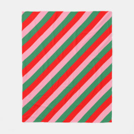 Contemporary Christmas Candy Stripes  フリースブランケット