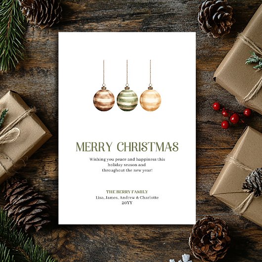 Contemporary Christmas Ornament Earth Tone Holiday シーズンカード