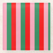 Contemporary Christmas Stripes  ガラスコースター (正面)