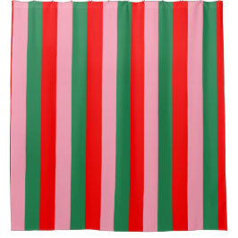 Contemporary Christmas Stripes  シャワーカーテン