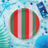 Contemporary Christmas Stripes  ペーパープレート (パーティー)