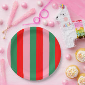 Contemporary Christmas Stripes  ペーパープレート (パーティー)