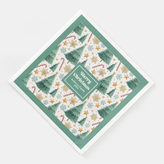Contemporary Christmas Trees Festive Paper Napkins (コーナー)