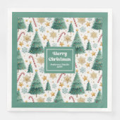 Contemporary Christmas Trees Festive Paper Napkins (正面)