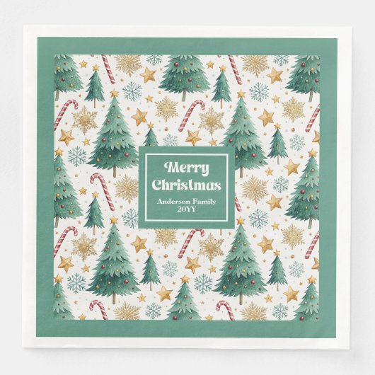 Contemporary Christmas Trees Festive Paper Napkins (正面)