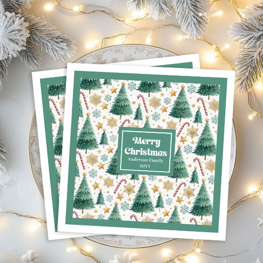 Contemporary Christmas Trees Festive Paper Napkins