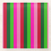 Contemporary Colors Christmas Stripes  ガラスコースター (正面)