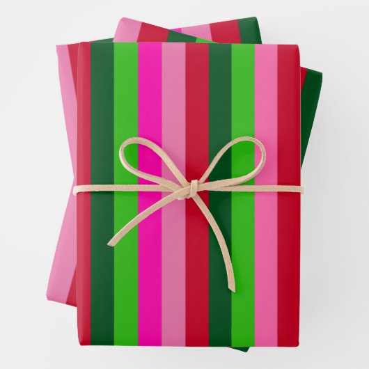 Contemporary Colors Christmas Stripes ラッピングペーパーシート (インサイチュ)