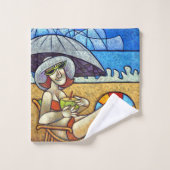 Contemporary Cubist Beach Art - Summer Relaxation バスタオルセット (ウォッシュタオル)