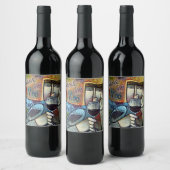 Contemporary Cubist Wine Art Custom Bottle Label ワインラベル (ボトル)