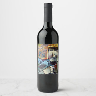 Contemporary Cubist Wine Art Custom Bottle Label ワインラベル